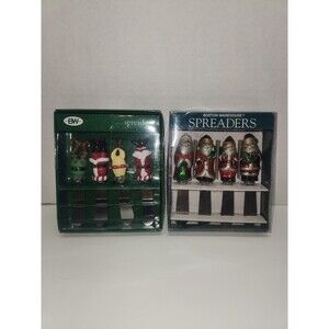 Boston Warehouse Christmas Spreaders Foil Santa's Elf Reindeer Set Of 8